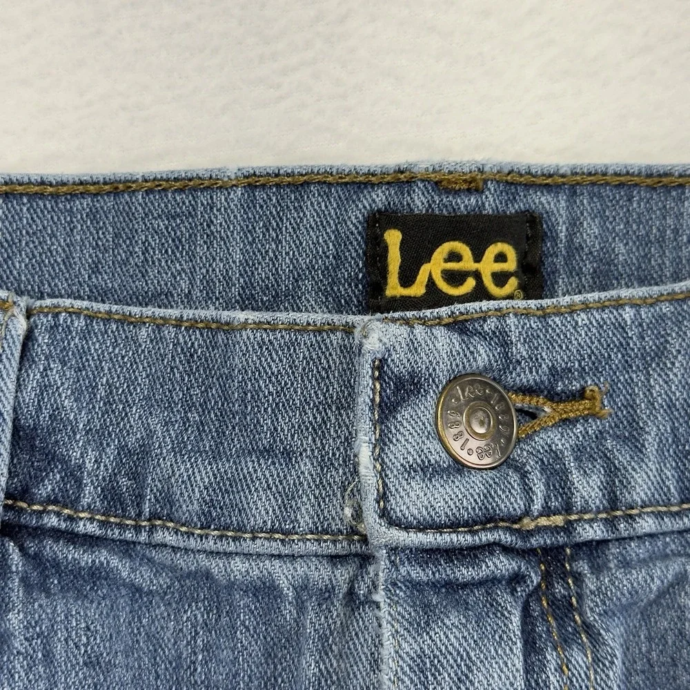 Lee Regular Fit Straight Leg Jeans Men's 36X29 (34x29 fit) Blue Distressed Denim